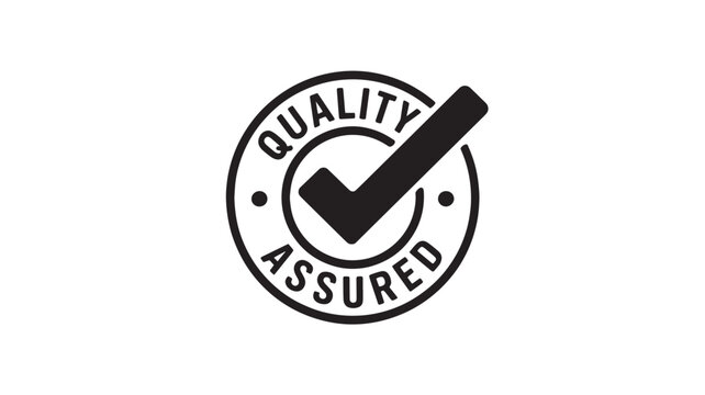 Quality Assured Stamp with Checkmark in Black and White for Official Documents