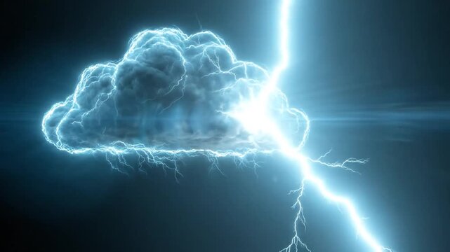A dramatic depiction of a thunderous storm with lightning illuminating a cloudy sky