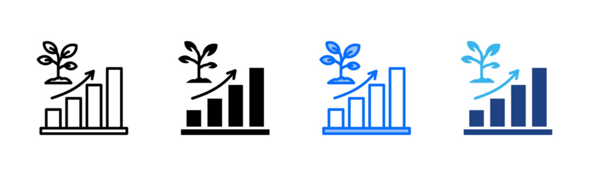 Growth Mission icon set multiple style collection