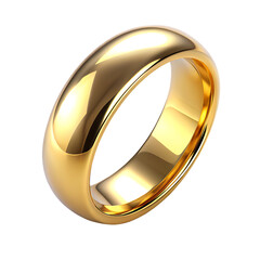 Realistic Gold Wedding Ring With Polished Reflections Isolated On Transparent Background