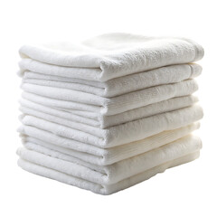 Folded Stack Of Fresh White Towels Isolated On Transparent Background