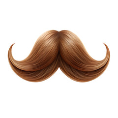 Realistic Brown Mustache With Thick Slightly Curved Shape Isolated On Transparent Background