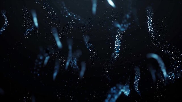 Dark Abstract Blue Particles Motion Background 4K Video Footage