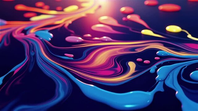 Vibrant Liquid Motion: Swirling Colors in Abstract 4K Footage