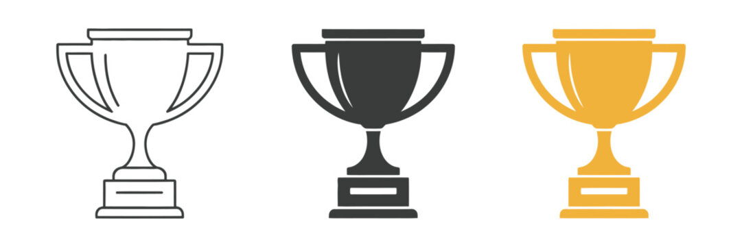 Trophy cup icon, vector illustration with line, fill, and color styles, symbol of achievement for graphic and web design.