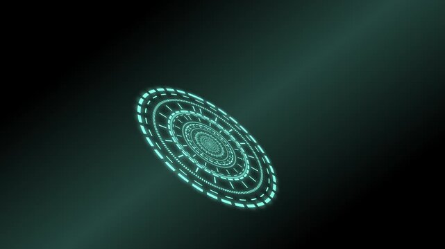 Premium turquoise corkscrew loop. Sci-fi hud progress data stream visual. Elegant hexagonal geometry for futuristic interface overlays 4K