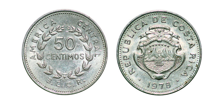 Coin 50 centimos. 1978 year. Republic of Costa Rica
