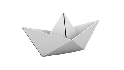 Minimalist White Paper Boat on White Background