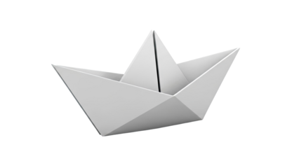 Minimalist White Paper Boat on White Background
