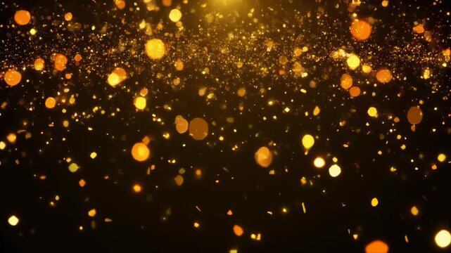 falling particles glitter rich gold sparkles background light video