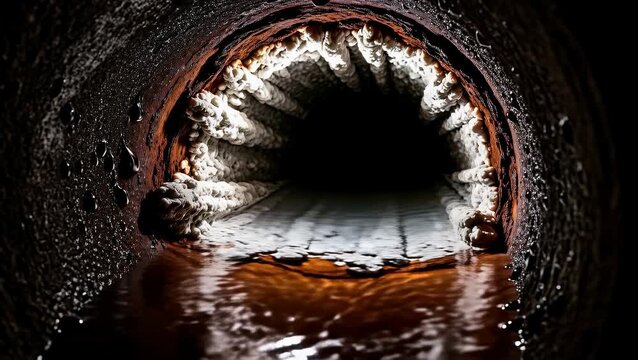 Severe Limescale Corrosion Clogging Old Rusty Industrial Water Supply Pipe