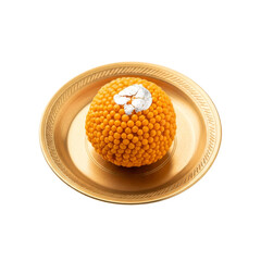 Traditional Turkish Delight Dessert on Gold Plate for Ramadan and Eid Celebrations