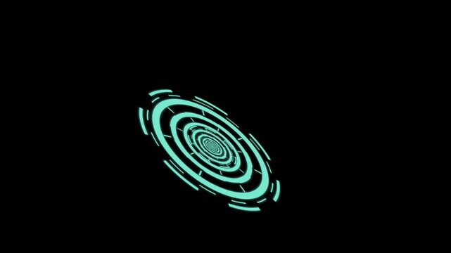 Mesmerizing turquoise tech geometry. Sci-fi hud progress corkscrew motion. 4K premium cyberpunk metal tunnel for creative video editing.