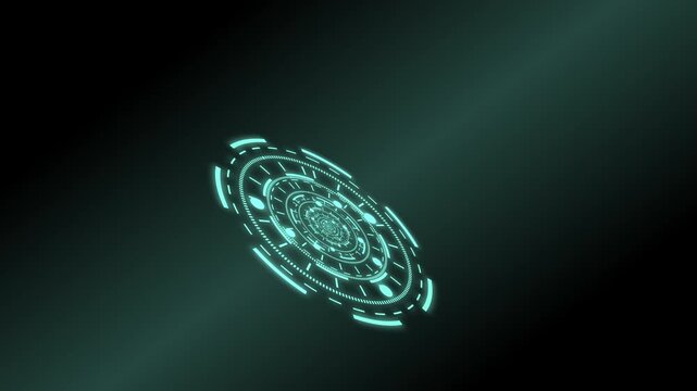 Mesmerizing turquoise tech geometry. Sci-fi hud progress corkscrew motion. 4K premium cyberpunk metal tunnel for creative video editing.