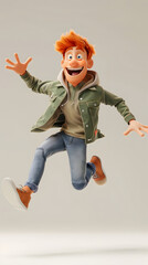3d Cartoon Character A cheerful and jumping man