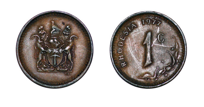 Coin 1 cent. 1977 year. State of Rhodesia