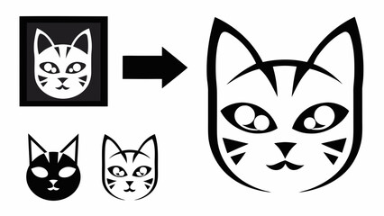 Obraz premium Vector cat face logos and icons in various designs and styles for branding and identity purposes showcase different elements and details.
