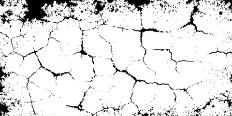 Grunge black and white paint texture illustration of a cracked Japan map silhouette with a splash design on a dry paper background