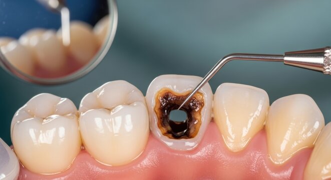 Dental tool cleaning tooth cavity