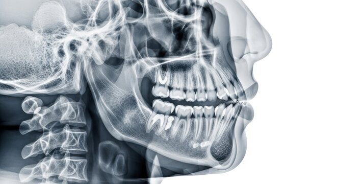 Detailed skull and jaw x-ray