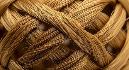 Close-up of Braided Jute Rope - A Natural Texture and Pattern.