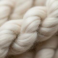 Close-up of Braided White Fiber - Texture and Detail.
