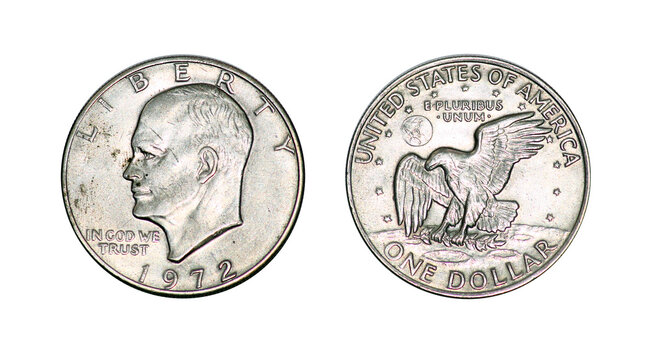 One dollar coin. 1972 year. USA