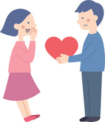 ハートを女性に渡す男性