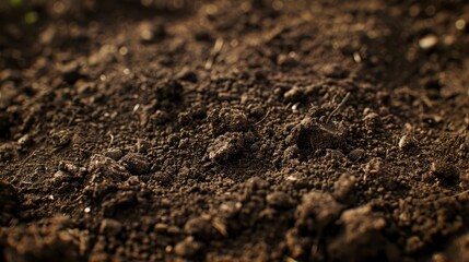 Closeup of dark brown soil texture 1.