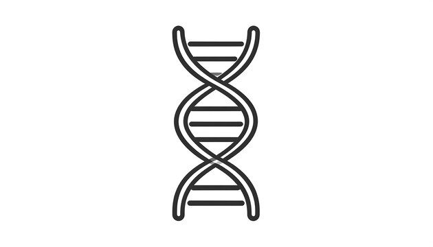 Simplified, black-line DNA double helix icon on a white backdrop