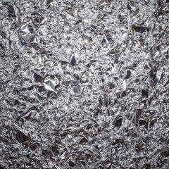 Close-up of crumpled aluminum foil texture with light and shadow.