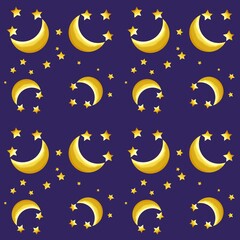 Fototapeta premium seamless background with crescent moon and stars in the night sky in jpg form
