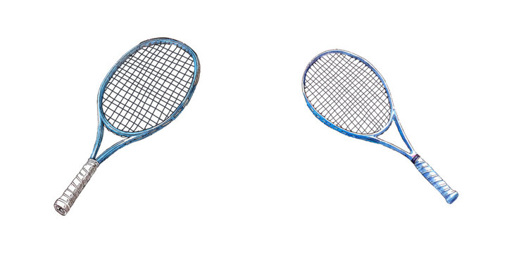 tennis racket watercolor vector illustration