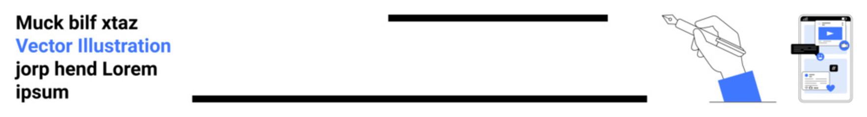 Obraz premium Digital tools, education, communication, technology, productivity, design. Line drawing of a hand holding a pen and a smartphone interface. Digital tools and education concept