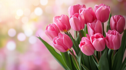 Obraz premium pink tulips in spring