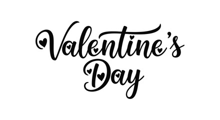 A stylish black and white valentine s day calligraphy design featuring hearts and elegant cursive lettering high quality professional