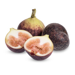 Fresh common fig (Ficus carica) isolated on transparent background (.PNG)