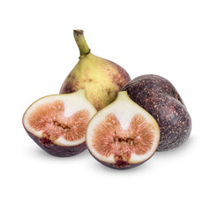 Fresh common fig (Ficus carica) isolated on transparent background (.PNG)