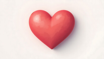 Fototapeta premium 3D Glossy Red Heart Illustration Isolated on White Background for Valentine's Day, Wedding, and Love Concept