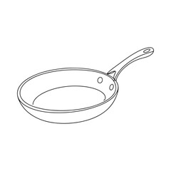 Simple line drawing of a frying pan showcasing its basic shape and handle design