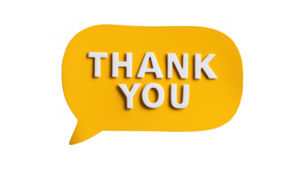 Thanks depicted in a bright speech bubble, AI, PNG
