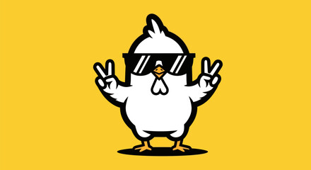 Cartoon chicken with sunglasses vector © Dyrrooth