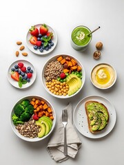 Overhead composition displaying Vibrant and nourishing Vegan meal arrangement