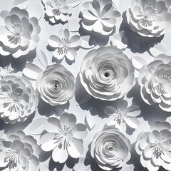 Serene arrangement of handmade white paper blossoms, floral elegance