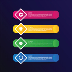 Obraz premium Colorful Horizontal Step Process Infographic Banner