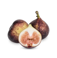 Fresh common fig (Ficus carica) isolated on transparent background (.PNG)