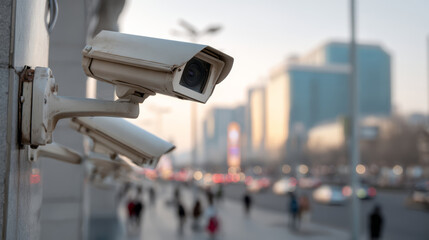 Security camera surveillance safety urban street technology city traffic protection confidence in modern city surveillance system