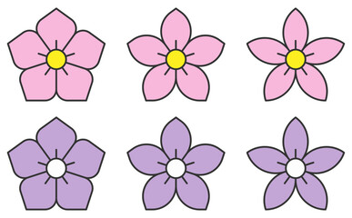 春色の桜風シンプル花イラストセット