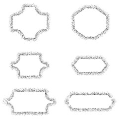 モノクロの砂粒風ふちどりフレームセット2