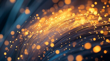 Obraz premium Golden Particles Swirling in Dark Space.